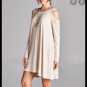 Julian Chang Cold Shoulder Swing Dress